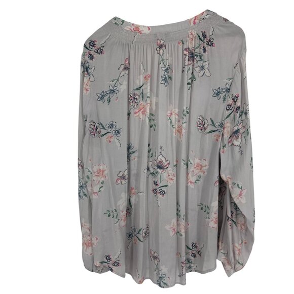 Torrid Womens High Low Hem Lightweight Tie Neck Floral Pullover Gray Size 3X - Picture 7 of 8